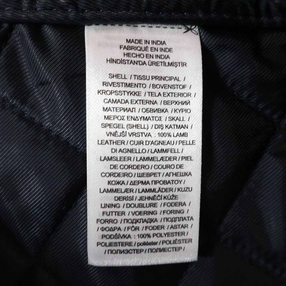 Lauren Ralph Lauren Diamond Quilted Leather Jacket Women 16 Navy Cropped $695NWT - Picture 4 of 14